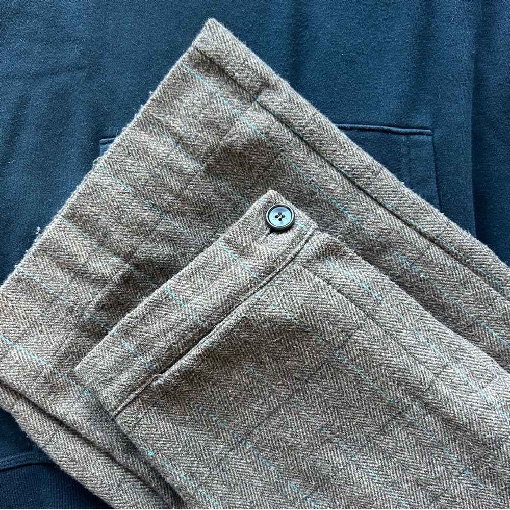 Oak + Fort Herringbone Tweed Wide Leg Dress Pant